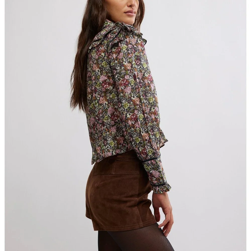 🎉LAST CHANCE🎉 FREE PEOPLE Printed Daybreak Blouse / Black Combo - Picture 8 of 12